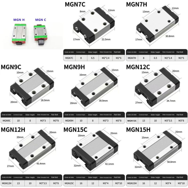 Linear Rail Mgn12H Set - Bloc de chariot pour MGN7C MGN7H